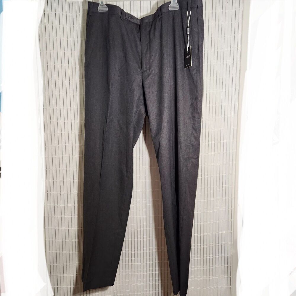 Van Heusen Dress Pants Size 38x32 Color Gray Flat Front